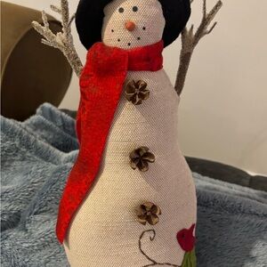 Festive Snowman Decoration with Red Scarf